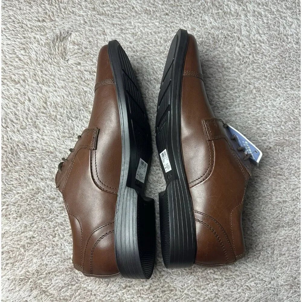 Clarks Cap Toe Oxford Lite Brown Leather Dress Shoes Men’s Size 9 M
